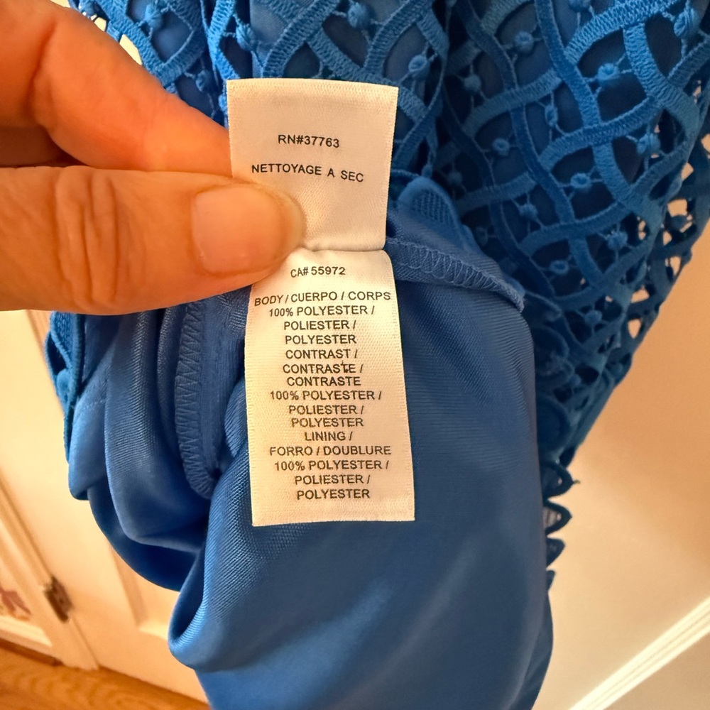 Laundry By Shelli Segal Bright Blue Crochet Tank Dress - Picture 7 of 7
